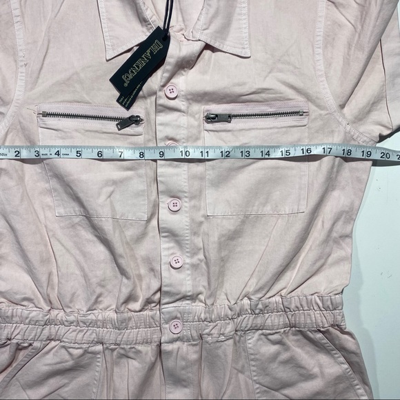 Blank NYC Light Pink Mastermind Utility Roll Hem Button Down Romper NWT Size L - Picture 15 of 16